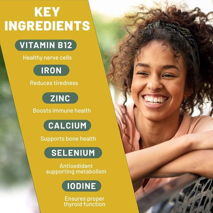 Vegan Multivitamins & Minerals for Women B12, D3 D3 & K2. 180 180 Multivitamin 6 Months