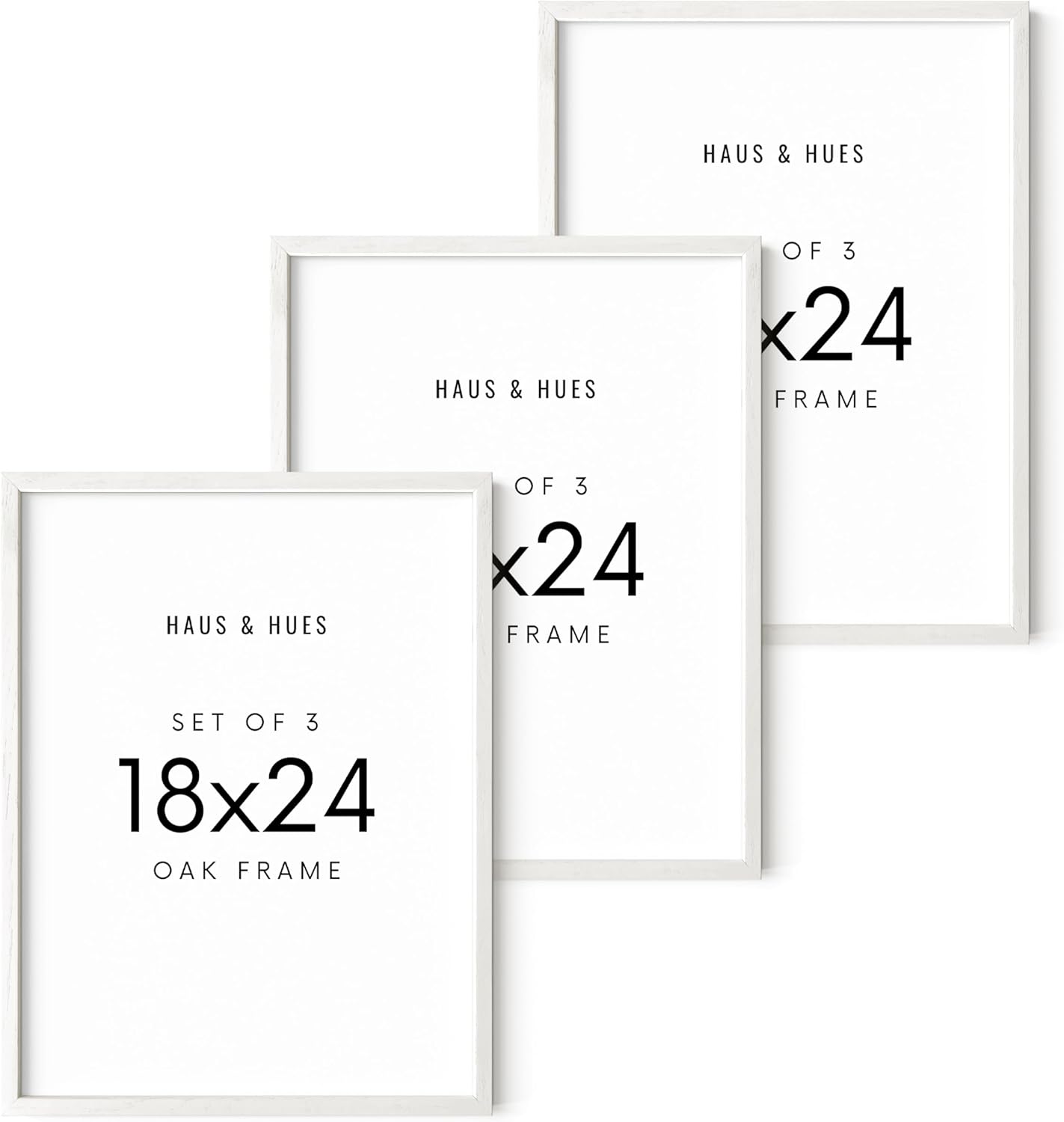 HAUS AND HUES Standalone White Oak Frame Set of 3-18x24