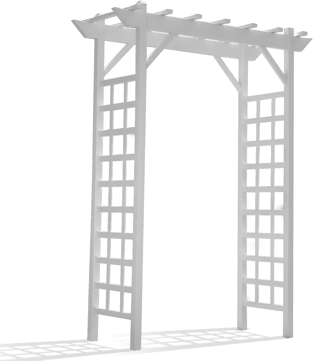 Dura-Trel Providence Arbor, Vinyl Garden Archway for Outdoors, 64" x 85", White - Backyard Decorative Arch for Pathways and Entrances with Trellis Sides for Climbing Plants, Vines & Flowers