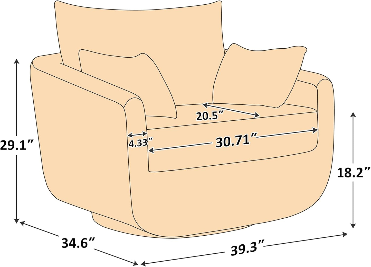 360° Swivel Accent Armchair Set of 2, 39.3" Oversized, Sherpa Boucle Fabric Sofa Chair with Removable Back & Arm Pillows, Swivel Chairs with Cozy Soft Padded, No Assembly Required, White