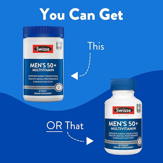Swisse Daily Multivitamin for Men 50 39 Vitamins, 50+ Multivitamins 60 Tablets