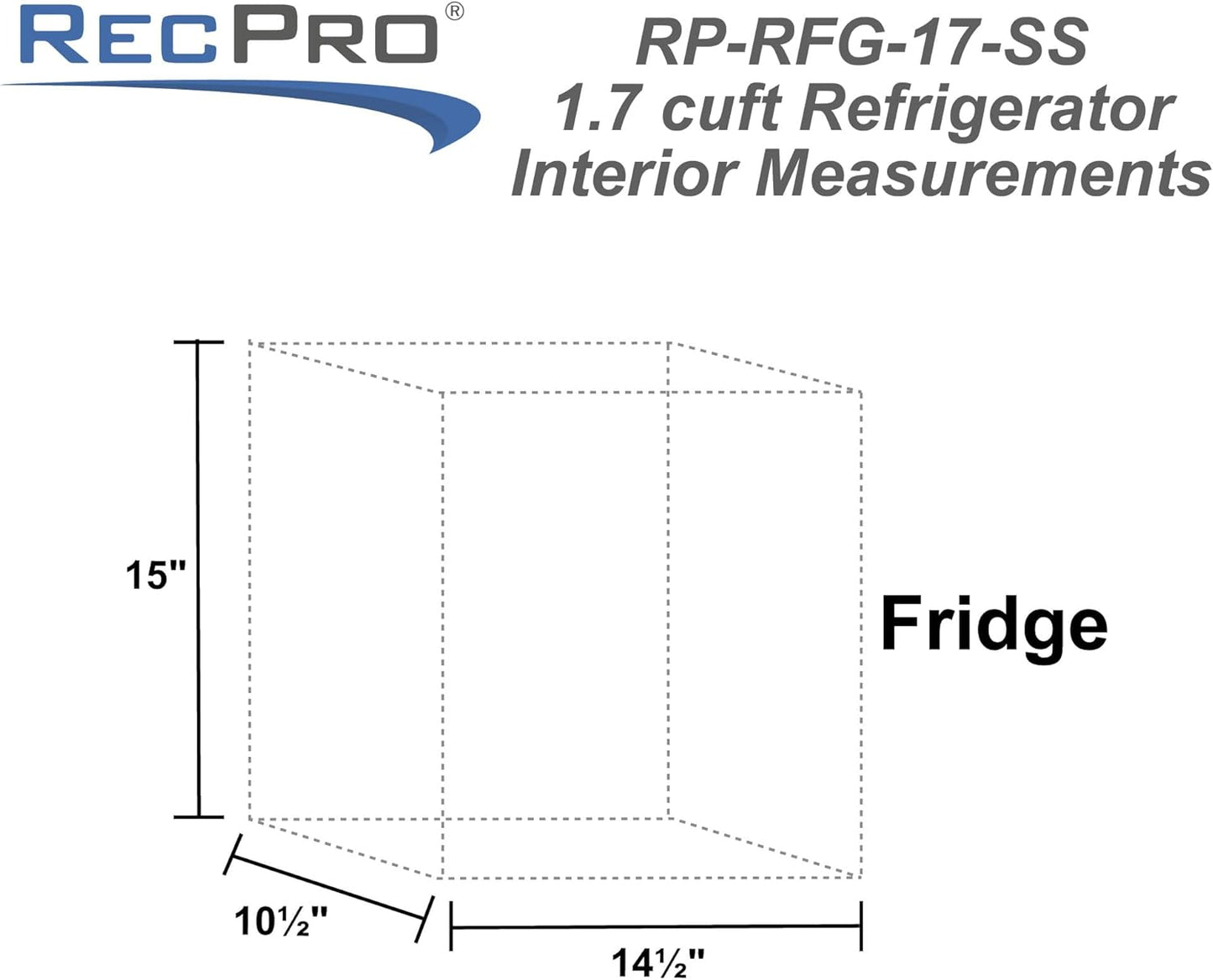 RecPro 1.7 Cu Ft 12V RV Refrigerator | Compact Fridge with Reversible Door, 2L Bottle Door Storage, 7 Temp Settings | Eco-Friendly R600A, Leveling Feet, Wire Shelf | 19.5”H x 17.5”W x 19.8”D