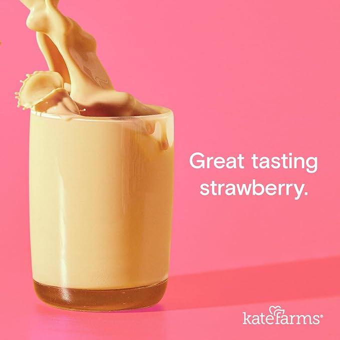 KATE FARMS Organic Nutrition Shake, Strawberry, 16g protein, 27 Vitamins 11 oz (6 Pack)