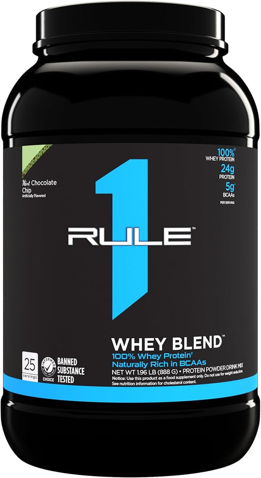 Rule One Proteins Whey Blend - Mint Chocolate Chip, 24g Fast-Acting Whey Protein Concentrates, Isolates, and Hydrolysates Per Serving, with Naturally Occurring EAAs and BCAAs, 2lbs