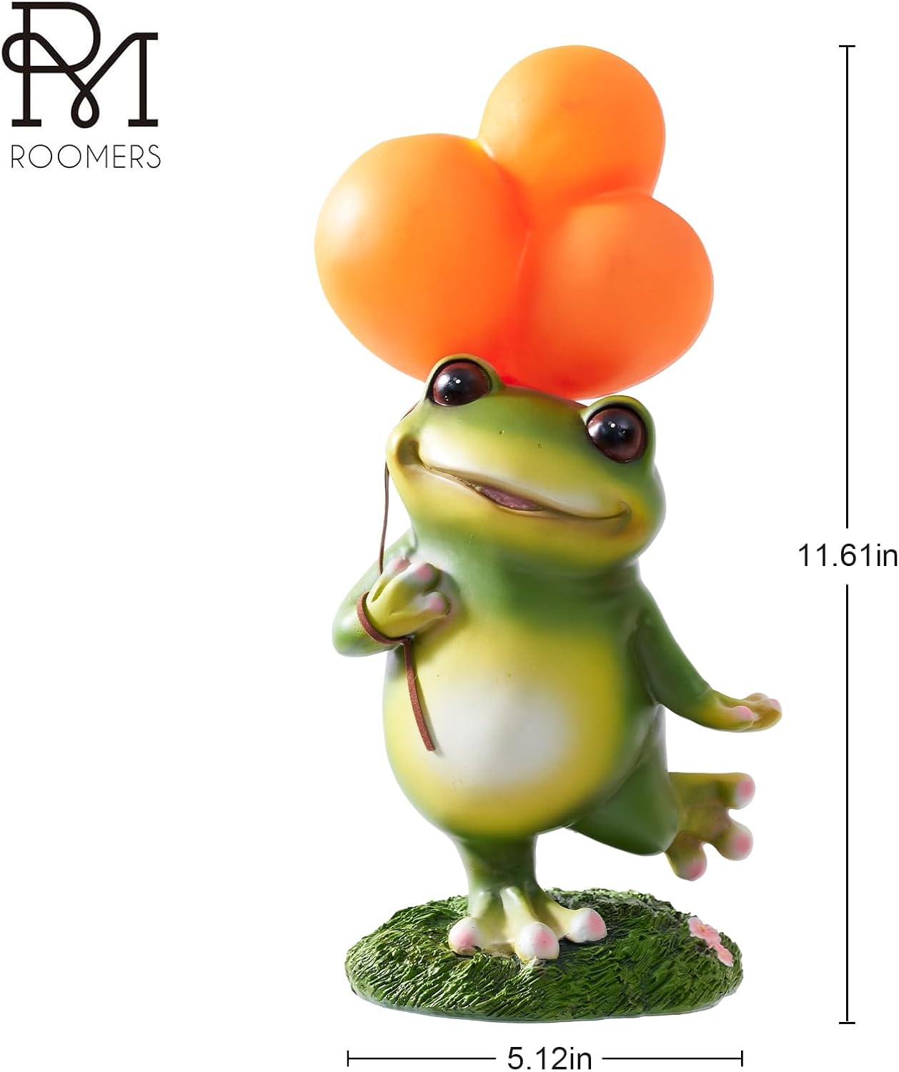 RM ROOMERS Frog Garden Statue with Solar Balloon Light, Outdoor Garden Decor, Resin Animals Waterproof Yard Decorations for Lawn, Patio Porch Spring Decor, Mother’s Day and Housewarming Gifts