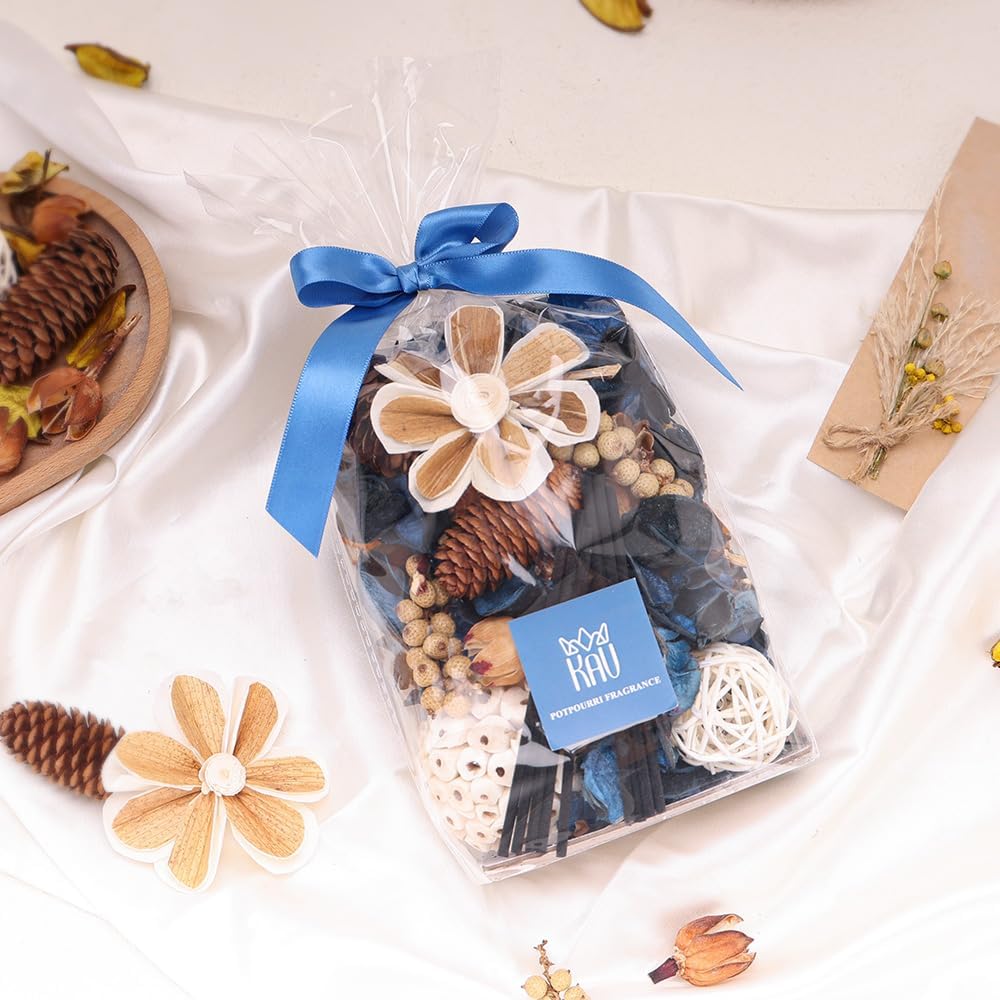Potpourri Bowl Filler, Spring Pot pourri Dried Flower Vase Fill Mix, Home Decor Scented Dry Poporri, 3 Color Options Natural Flower Home Decor (Blue)