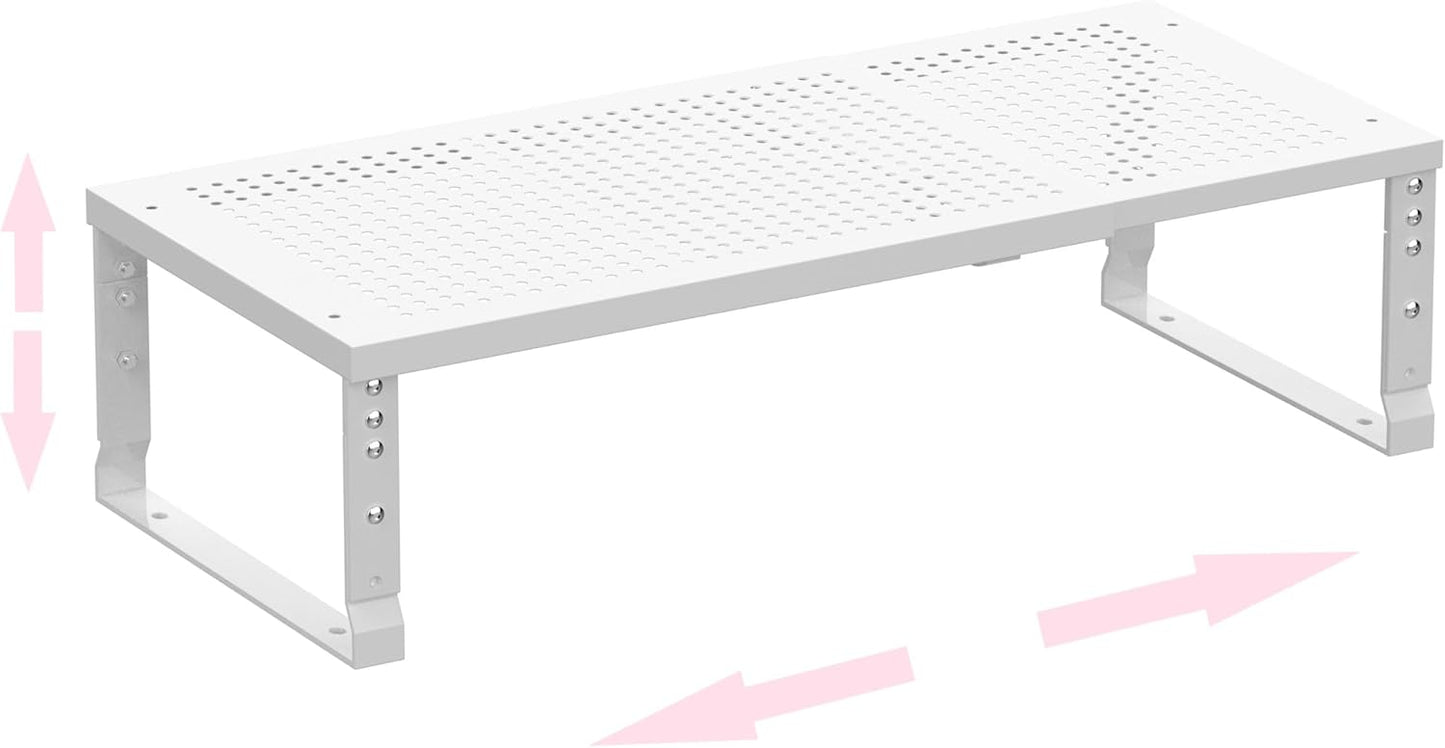 Metal Stackable Expandable Storage Shelf - Multi-Functional Home Storage Shelf, Suitable for Kitchen, Cabinet，Bathroom, Office, Garage, etc.（1PACK/White/Large