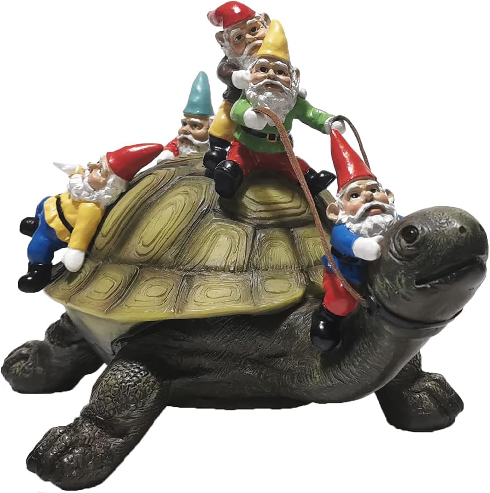 Sunthus Garden Gnome Turtle Statues Yard Art Resin Figurine Decorations Outdoor Garden Décor