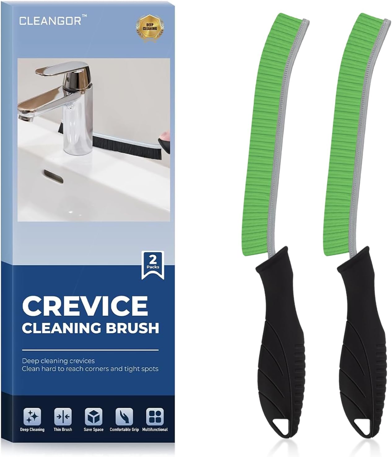 Crevice Cleaning Brushes, Cleaner Scrub Brush Tool for Hard to Reach Tight Space, Home Essentials, Cleaning Supplies for Shower, Bathroom, Kitchen, Toilet, Window