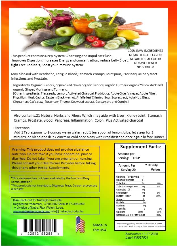 Nutreglo 21 Day Rapid Detox and Fat Flush, All Natural Detox Cleanse Drink, Blood Detox and Full Body Cleanse