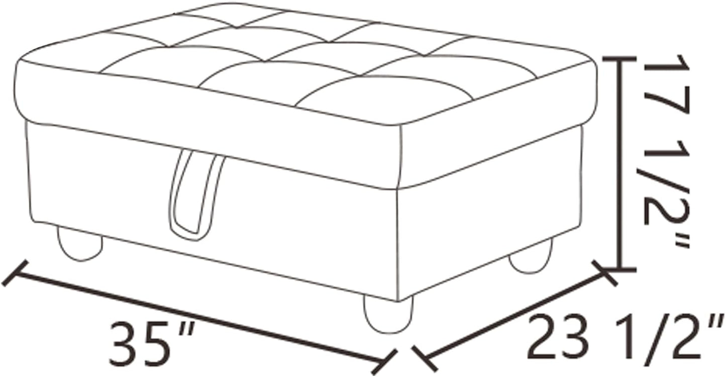 Ottoman Rectangular Storage Ottoman Bench, Flannel Footrest Stool Footstool with Lid for Living Room, Bedroom, Entryway, Gray, 35"x23.5"x17.5"