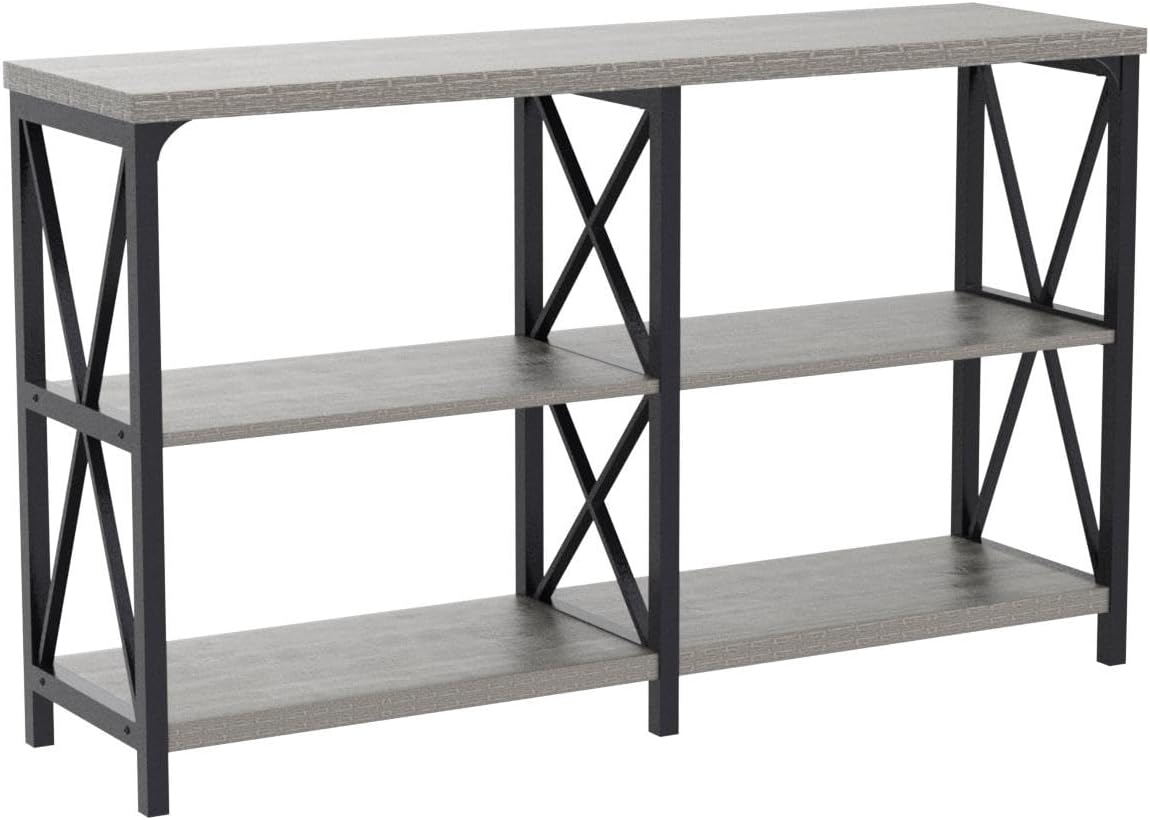 LVB Farmhouse Sofa Table, Rustic Console Table for Living Room, Entryway Table with Storage, Hallway Entry Table for Foyer, Light Grey Oak, 47 Inch