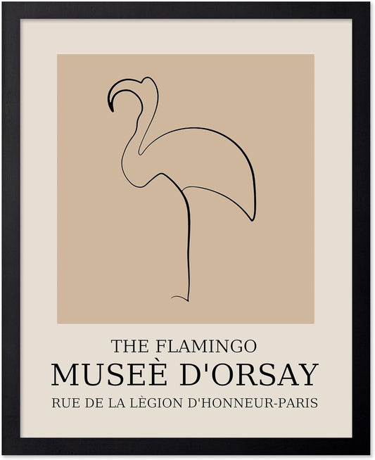 Poster Master Vintage Flamingo Print - Retro Bird Poster - Line Drawing Art - Sketch Wall Design - Gift for Boys, Girls & Animal Lover - Decor for Kids Room or Nursery - 8x10 UNFRAMED Wall Art