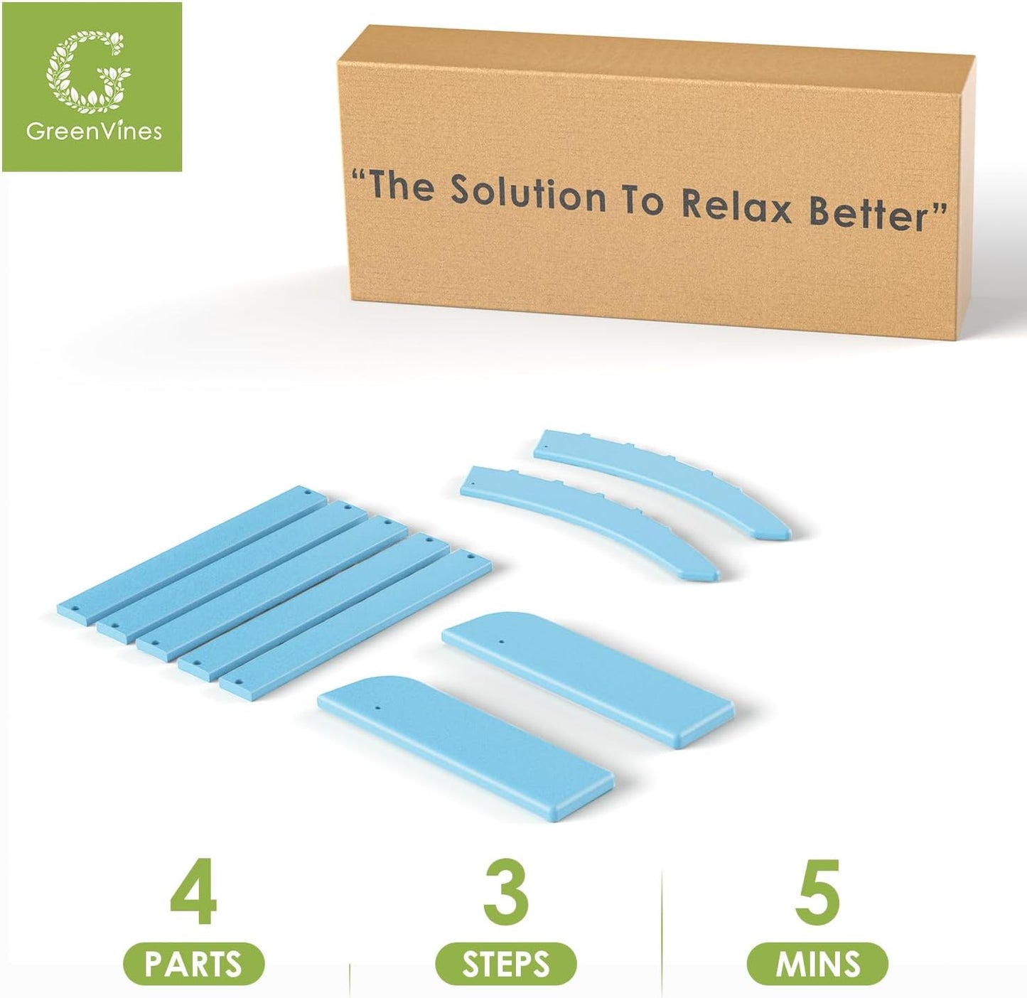 GREENVINES Adirondack-Ottoman | Set of 4 | HDPE Plastic | Outdoor Footrest | All Weather | Foot Rest | Foot Stool | Arctic | for Adirondack Chair | for Patio Backyard Pool