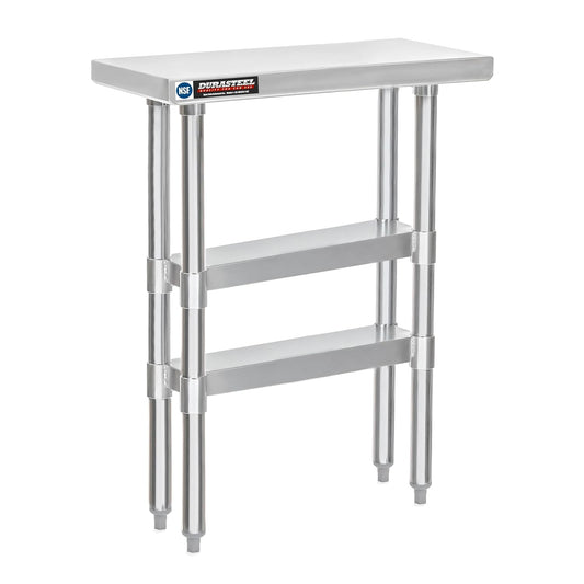 DuraSteel Food Prep Stainless Steel Table - 30 x 12 Inch Commercial Metal Workbench with Adjustable Under Shelf - NSF Certified - for Restaurant, Warehouse, Home, Kitchen, Garage