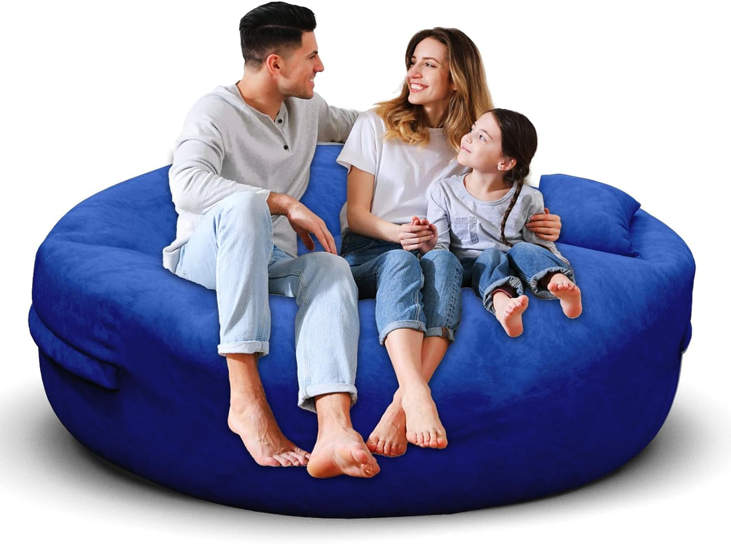 Bean Bag Chair for Adults 5FT,Soft Removable Cover for Teens/Girls Bedroom,Fluffy Giant Round Floor Beanbag Lounger Chairs (No Filler,Sapphire)