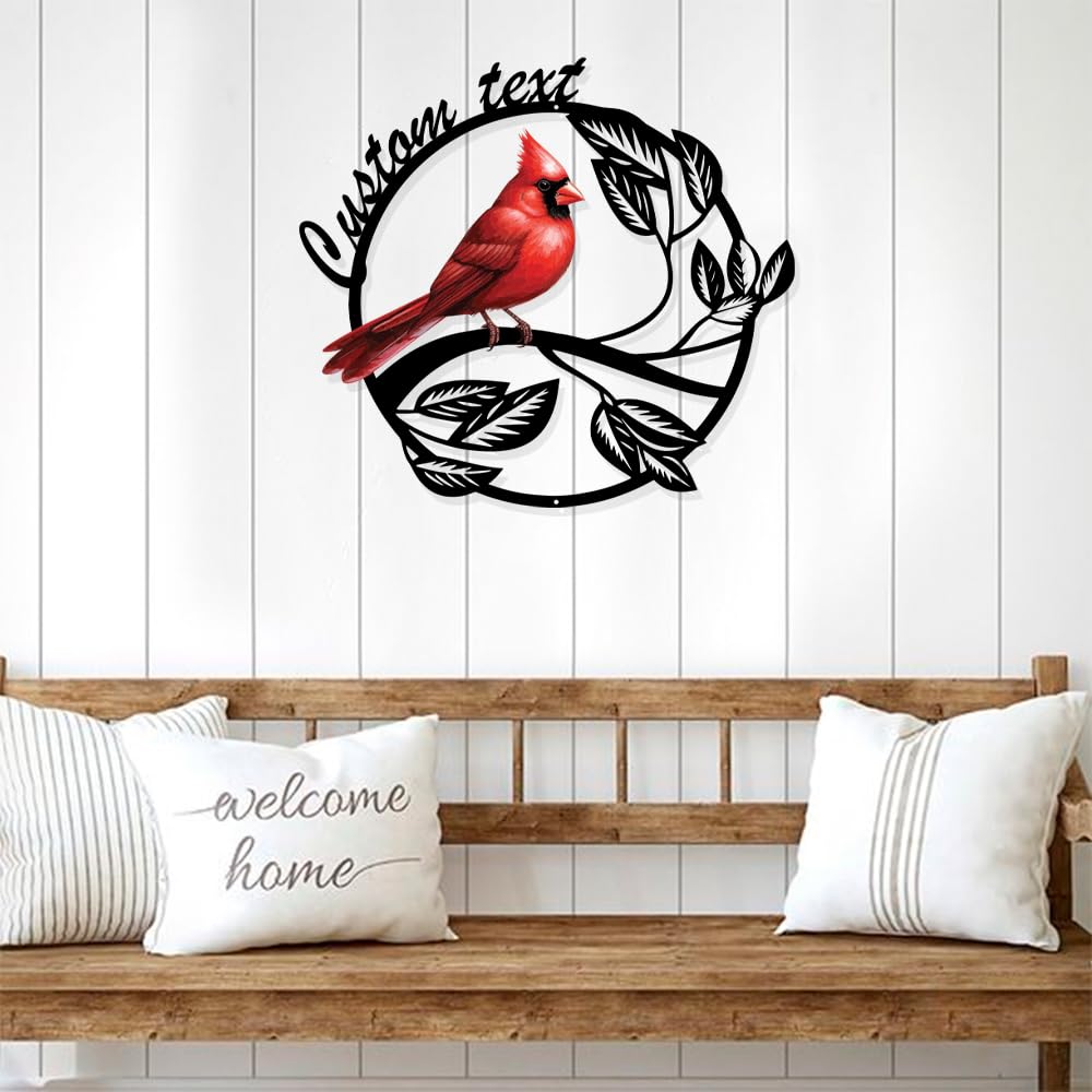 Personalized Name Garden Cardinal Metal Signs, Custom Family Name Yard Decor for Outdoor Outside, Cardinal Lawn Patio Stake Gardening Enthusiasts Grandmothers Gift