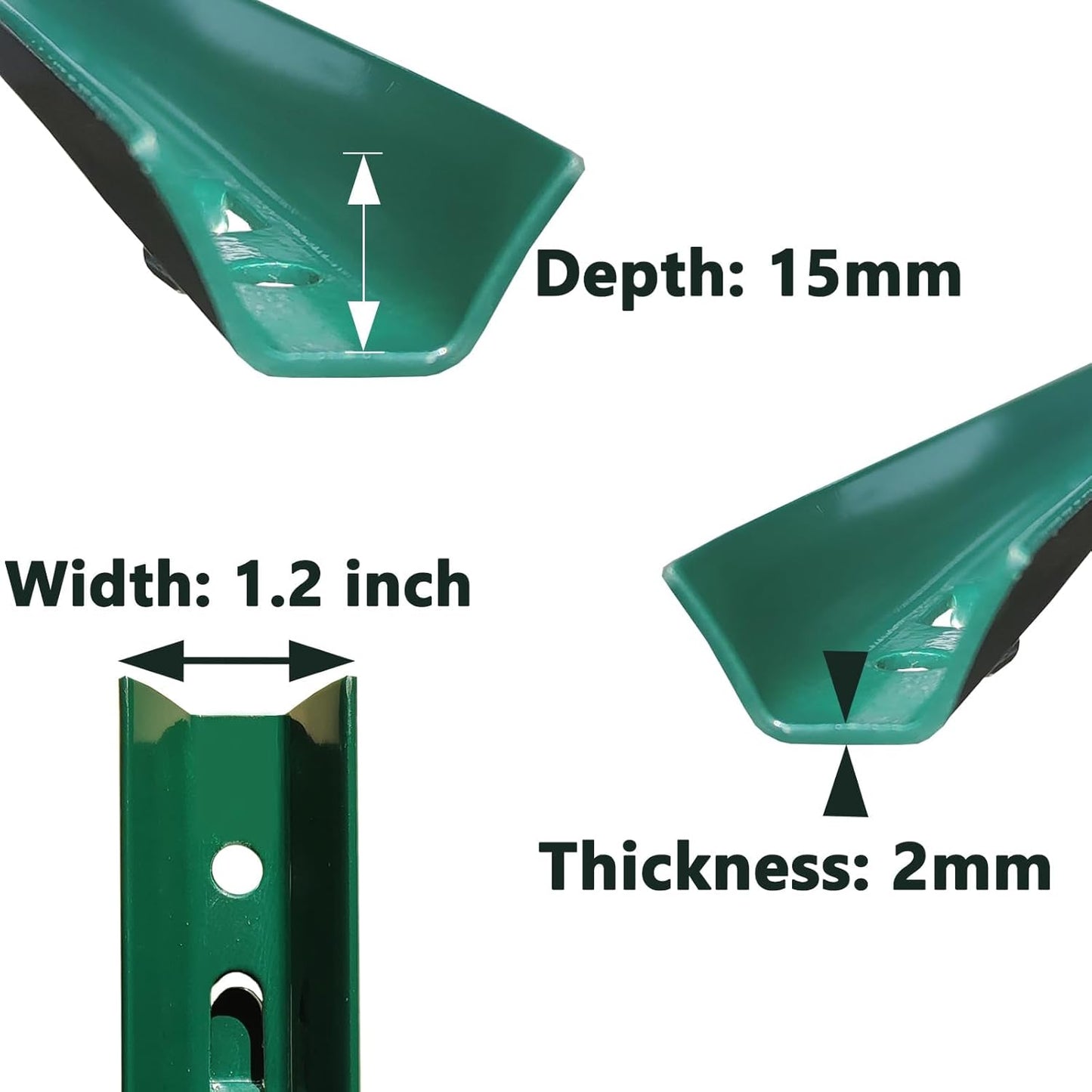 ARIFARO Fence Posts 3 Feet Sturdy Duty Metal Fencing Poles, Pack of 16, No Dig Garden U Post for Wire Fencing Steel Post for Yard, Outdoor Wire