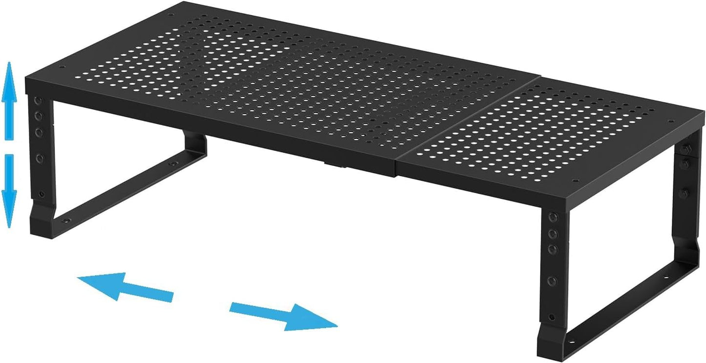 Expandable,Adjustable & Stackable Spice Rack, Cabinet Kitchen Countertop Shelf Organizer,Metal Pantry Storage Shelves - Space-Saving Storage Solution(1Pack/Black/Medium)