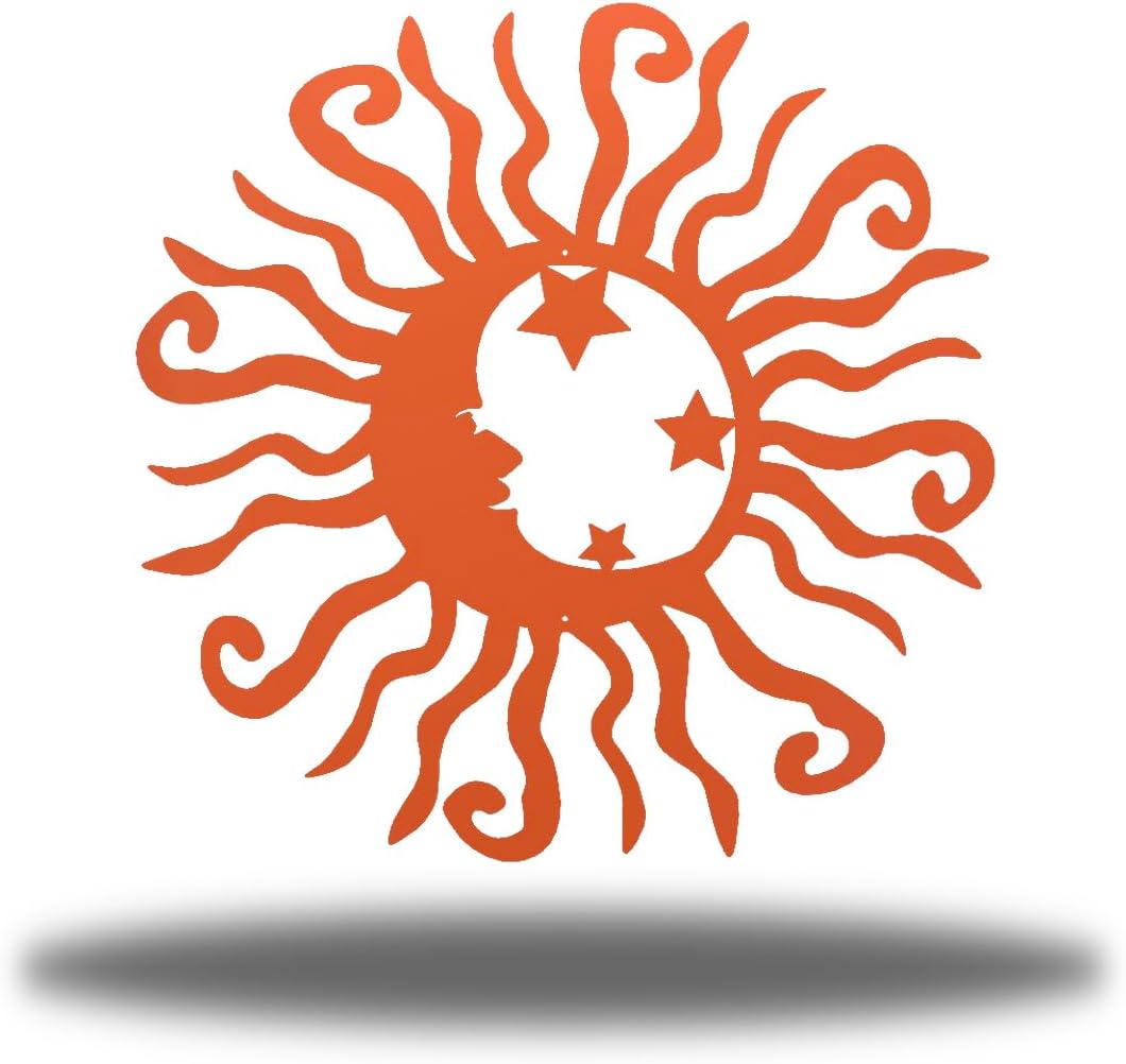 Riverside Designs Wacky Solar Moon Metal Wall Art Steel Outdoor Decor | Heavy-Duty and Waterproof | Made in USA (Coral, 18L x 18W)