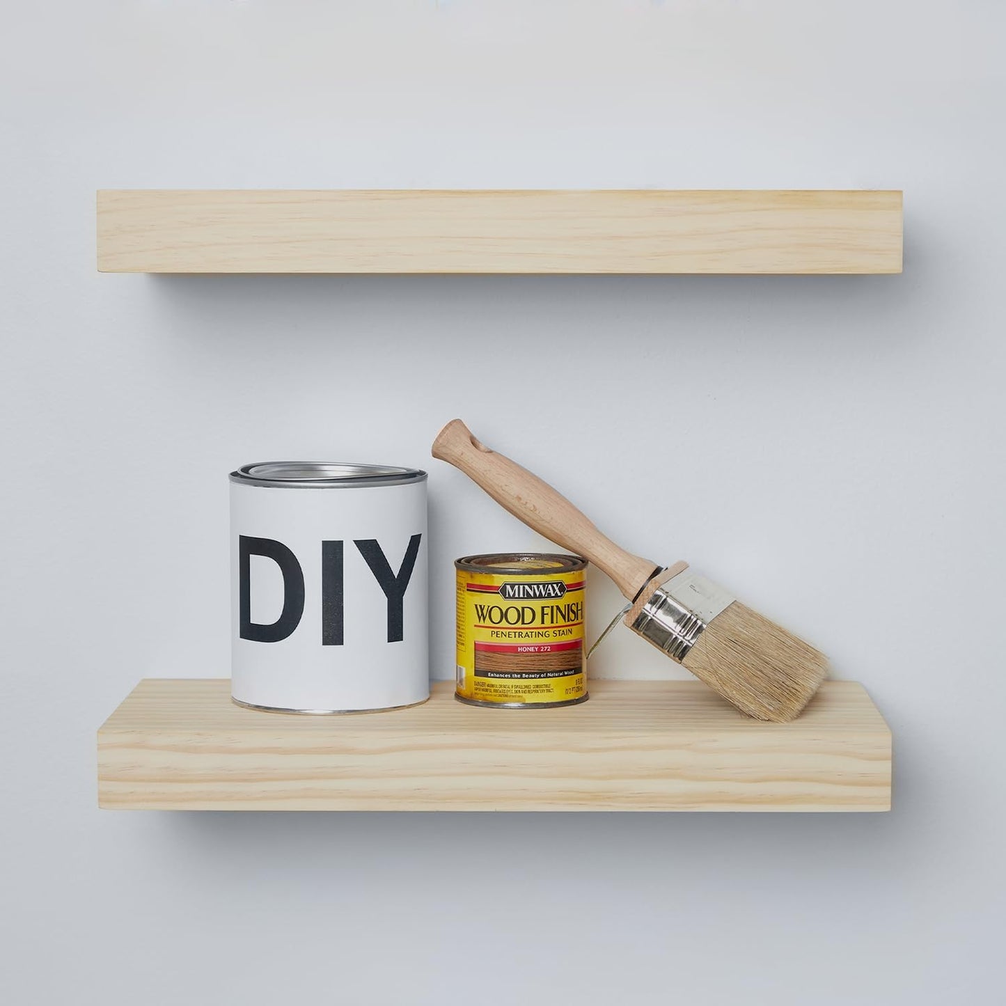 Homeforia 16 inch Natural Floating Shelf, High End Solid Real Wood 16inch Small Floating Shelves for Wall Mounted, Natural Wooden Floating Shelves, Heavy Duty Bracket, 16 X 6.5 X 1.75 in, Set of 3