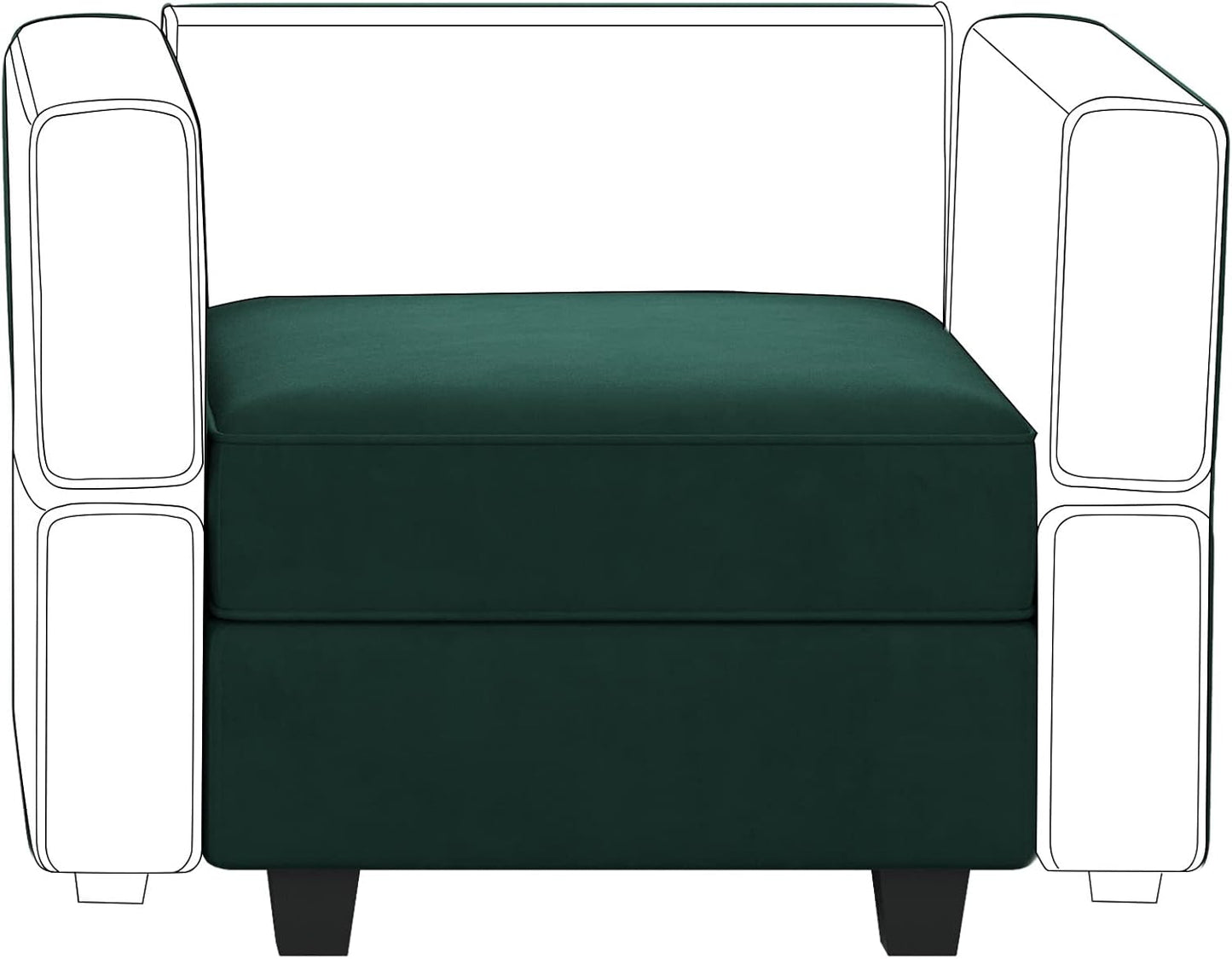 Belffin Storage Ottoman Module for Modular Sectional Sofa Square Seat Cube Velvet Foot Stool Green