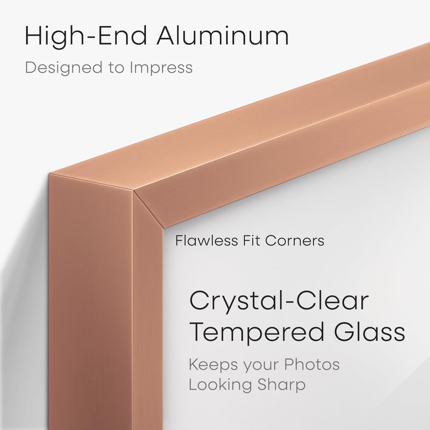 Homeforia Picture Frames 16x20 Rose Gold, High End Metal 16x20 Poster Frame with Mat 11x14 inch Photo, 16 x 20 Rose Gold Frame Matted to 11 by 14 Print, 20x16 Frame, Tempered Glass, Wall Kit, Set of 1