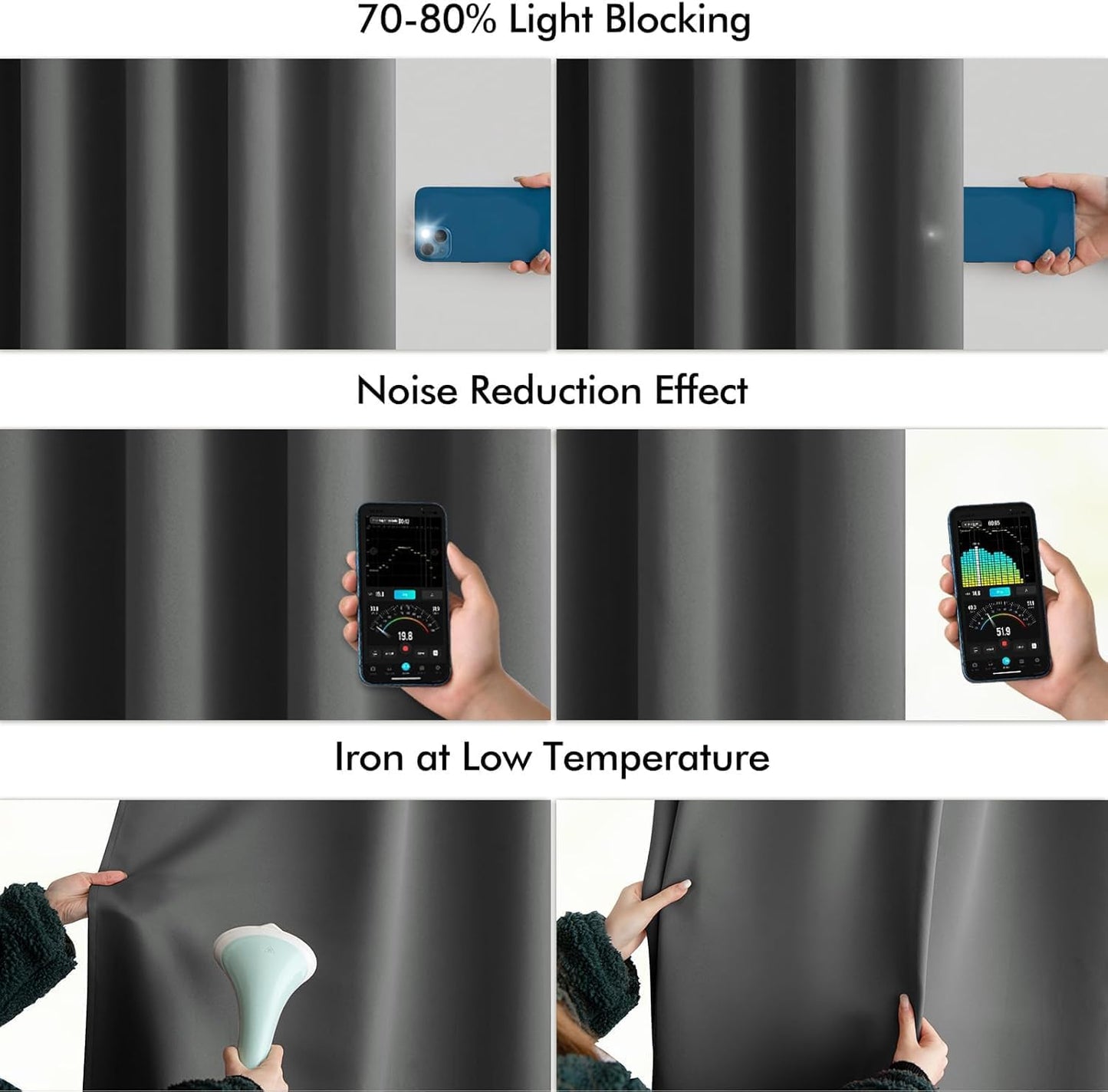 MIULEE Back Tab Grey Blackout Curtains 108 Inch Long 2 Panels Set for Living Room Bedroom Privacy, Rod Pocket/Pinch Pleated Extra Long Thermal Insulated Room Darkening Light Blocking Curtains/Drapes