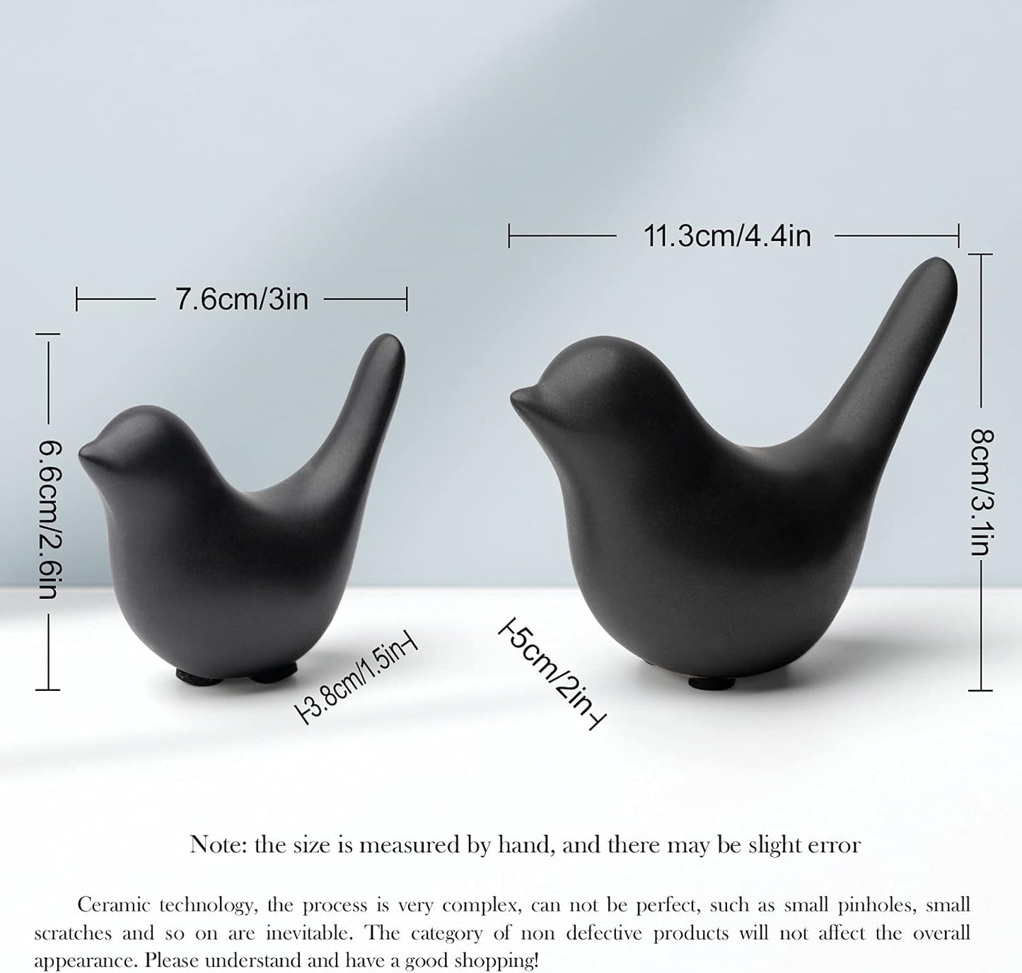 Notakia Small Birds Statues Home Decor Modern Style Decorative Ornaments for Living Room, Bedroom, Office Desktop, Cabinets (Black 2Pcs Birds)