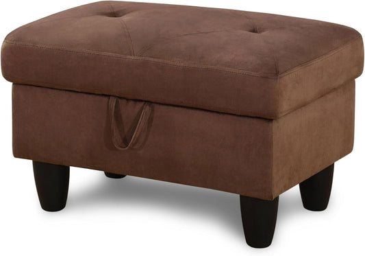 Ottoman Rectangular Storage Ottoman Bench, Flannel Footrest Stool Footstool with Lid for Living Room, Bedroom, Entryway, Chocolate, 28.5"x19"x17.5"