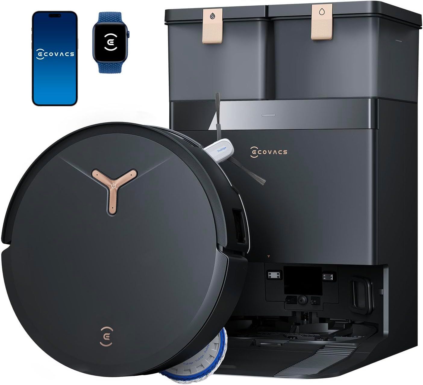 ECOVACS DEEBOT T50 MAX PRO Omni Robot Vacuum and Mop, 18,500Pa Suction, 18mm Auto-Lift, ZeroTangle &TruEdge 2.0, AIVI 3.0 Obstacle Avoidance, Auto Hot Water Mop Wash/Dry/Refill, Self-Emptying