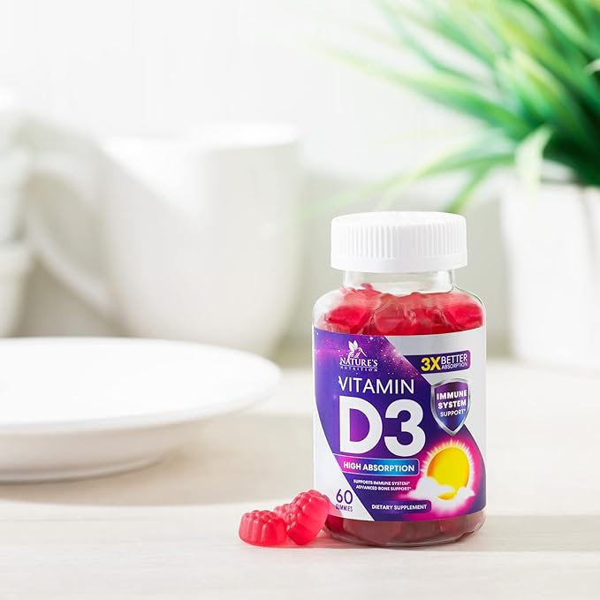 Vitamin D3 Gummy Vitamins Extra Strength 5000 IU (125 mcg) 60 Gummies