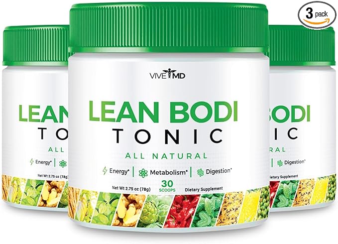 Nagano Lean Bodi Tonic Powder Official FormulaLean Bodi Tonic All Natural with Vitamin B6, and BCAA for Maximum Strength, Cleanse and Lean Metabolic Powder Support Lean Bodi Drink (3 - Pack)