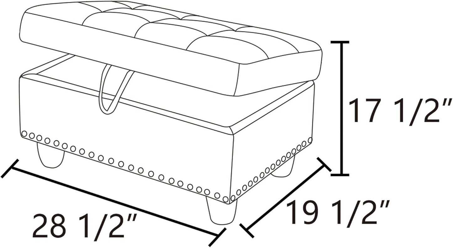Ottoman Rectangular Storage Ottoman Bench, Footrest Stool Footstool with Lid for Living Room, Bedroom, Entryway, Brown, 28.5"x19.5"x17.5"