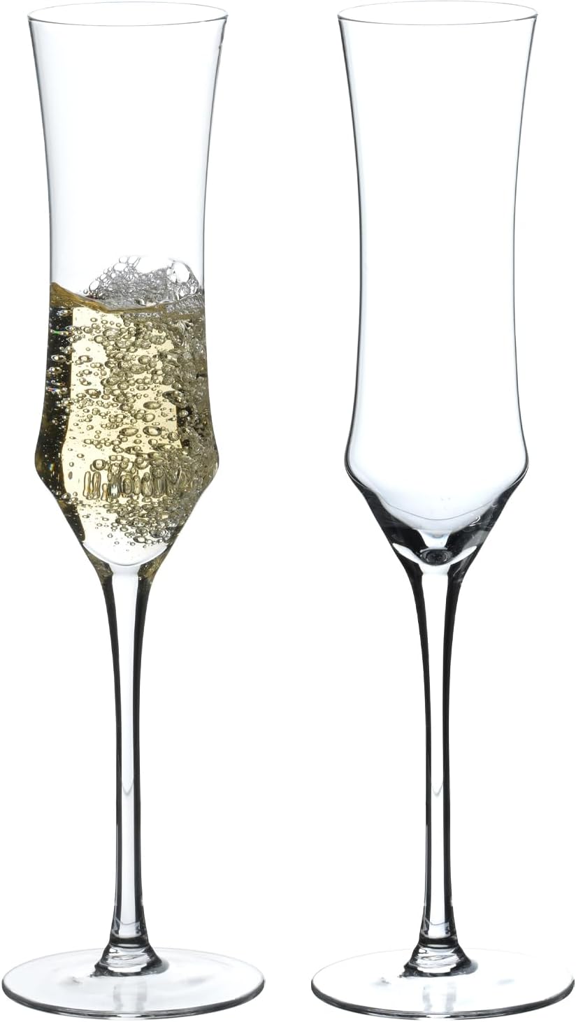 Hand Blown Crystal Champagne Flutes, Sparkling Champagne Glasses Set of 2 – 7 Ounce