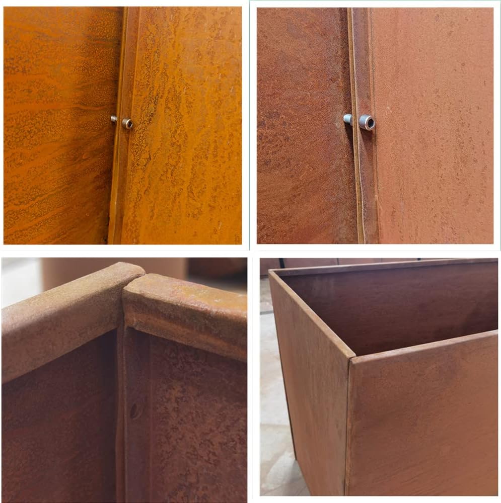 Corten Steel Planter Box Metal Outdoor Planter Large Square Cube Rustic Planter Pot Durable Antique Detached for Commercial Residential Tall Plant Patio Deck and Backyard 32 Inch