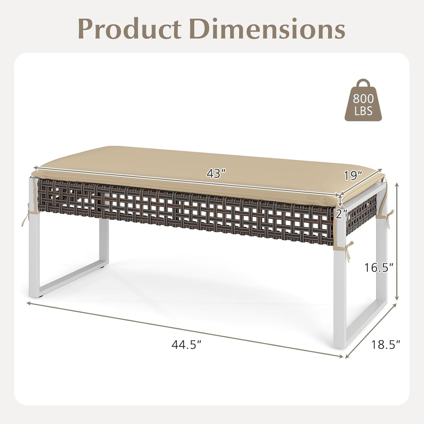 Tangkulka Outdoor Ottoman, Patio Rattan Heavy Duty Wicker Footrest with Soft Cushion & Metal Frame, Extra Seating, for Porch, Backyard, Lawn and Poolside (2)