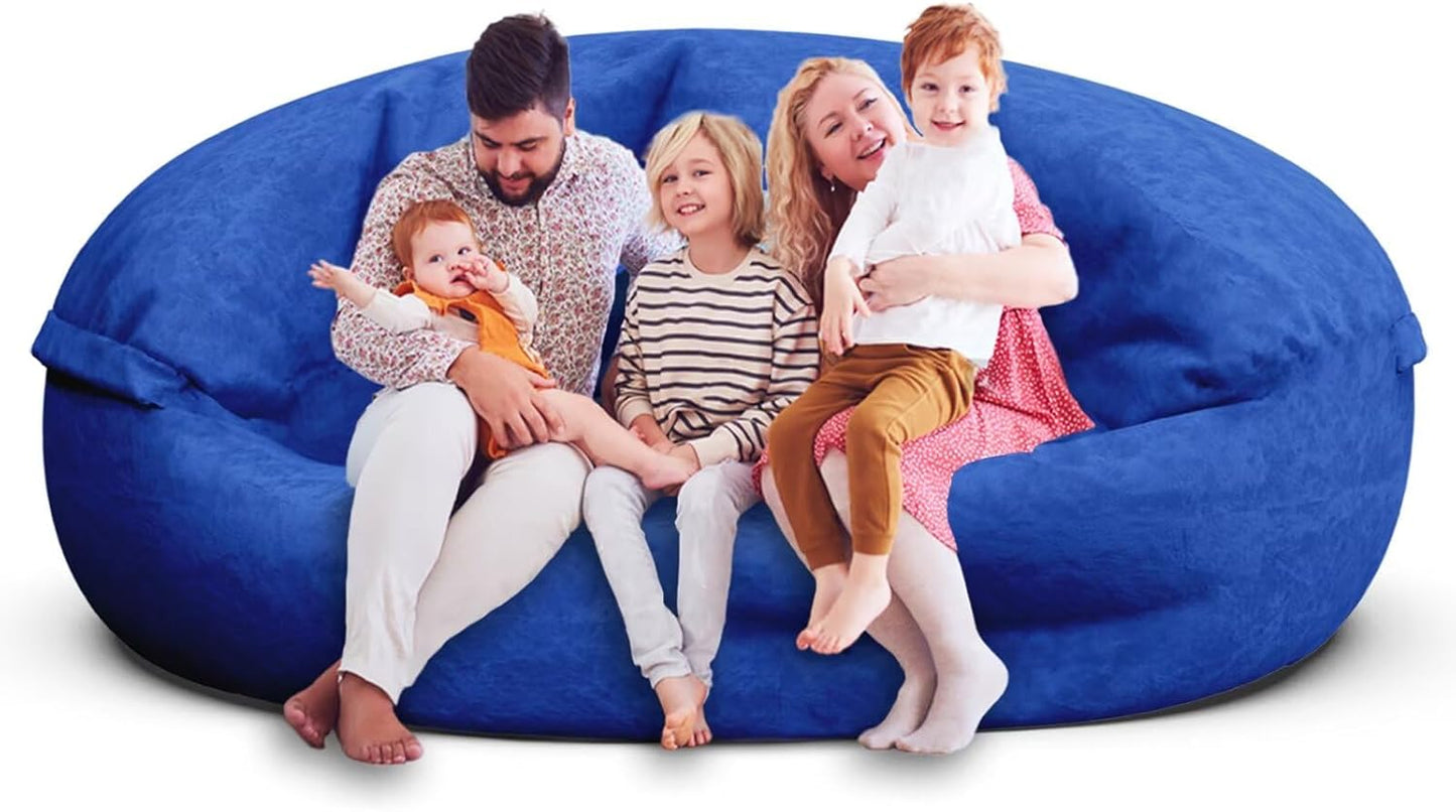 Bean Bag Chair for Adults 7FT,Soft Removable Cover for Teens/Girls Bedroom,Fluffy Giant Round Floor Beanbag Lounger Chairs (No Filler,Sapphire)