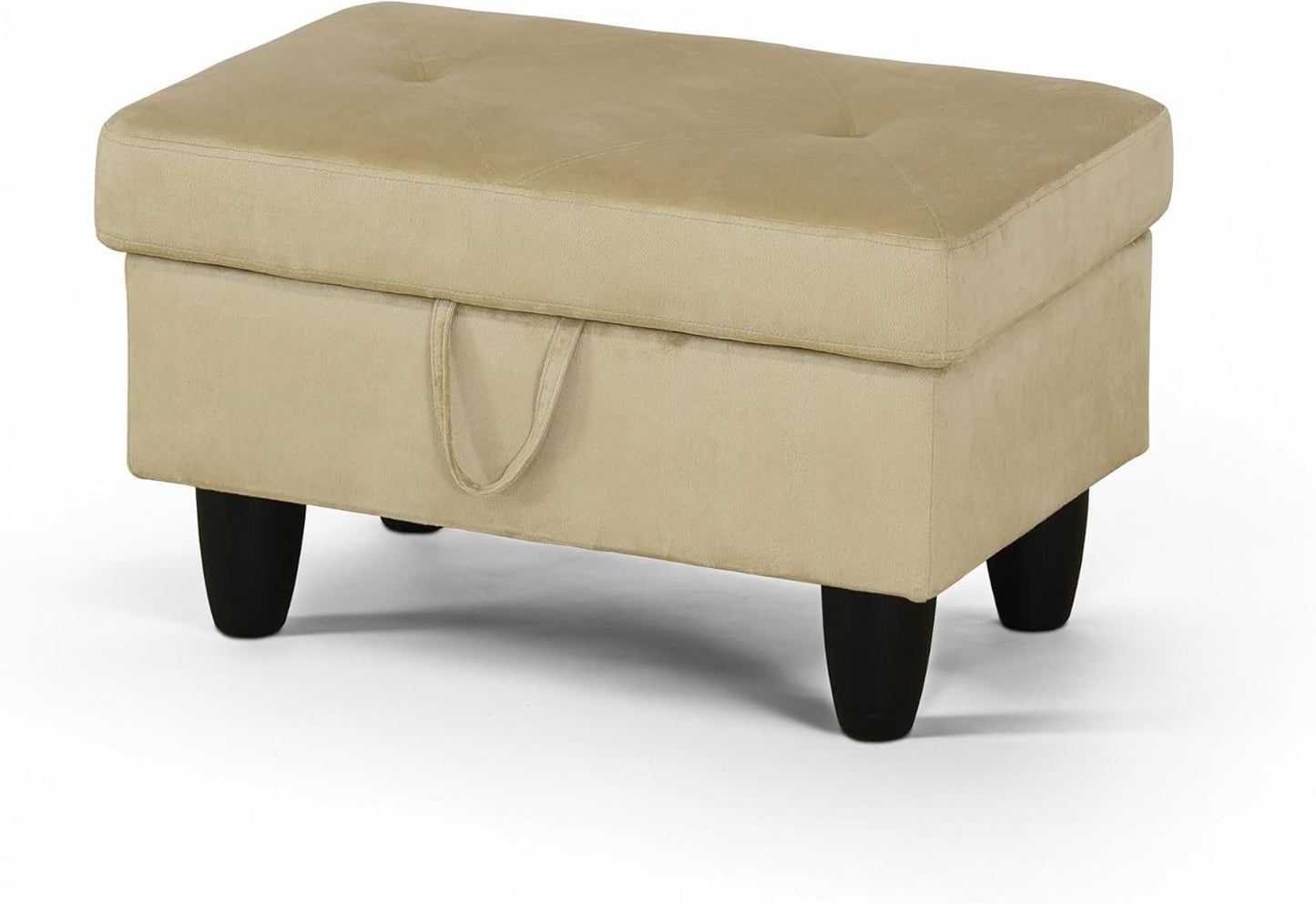 Ottoman Rectangular Storage Ottoman Bench, Flannel Footrest Stool Footstool with Lid for Living Room, Bedroom, Entryway, Light Brown, 28.5"x19"x17.5"