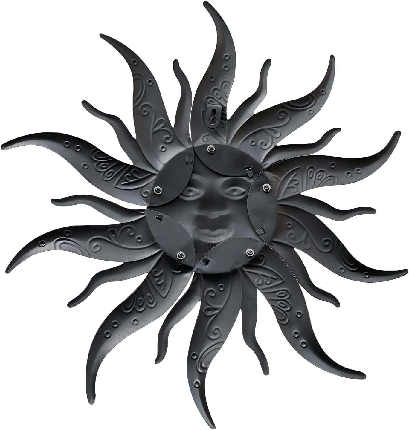 Metal Sun Wall Art Decor-17.3 inches Rustic Retro Metal Sun Hanging Decoration for Indoor Outdoor,Gift for Mom Dad Friends(Gold)