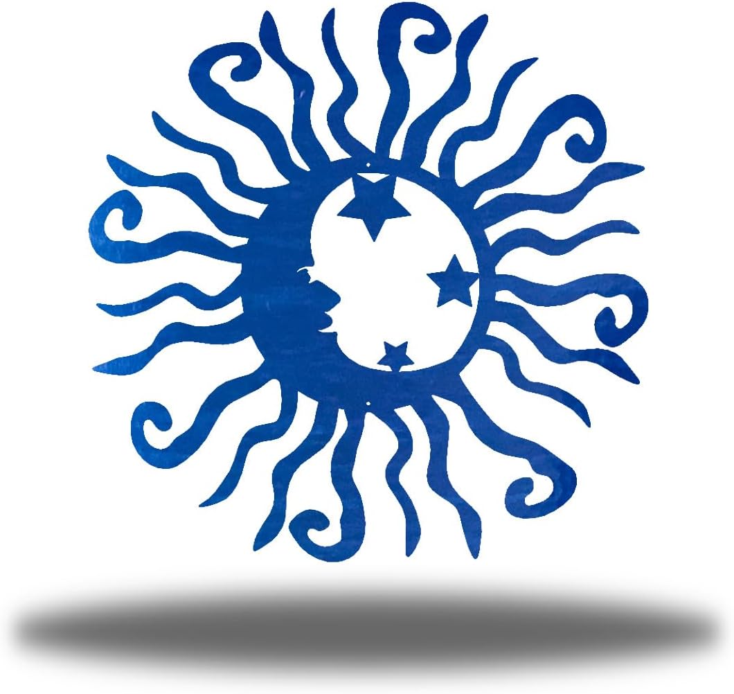 Riverside Designs Wacky Solar Moon Metal Wall Art Steel Outdoor Decor | Heavy-Duty and Waterproof | Made in USA (Blue, 12L x 12W)