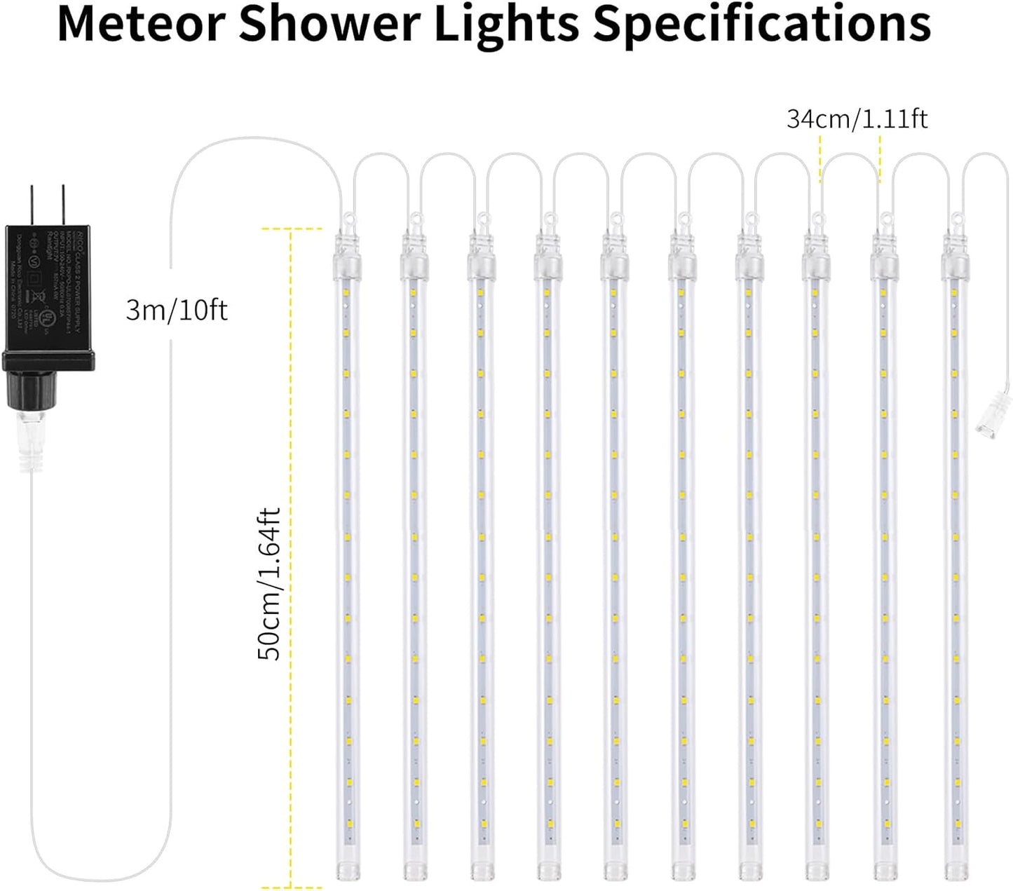 【4 Pack】 Christmas Meteor Shower Rain Lights 20inch, Totally 40 Tube 1440 LEDs Icicle Light Outdoor Raindrop Lights for Xmas Halloween Wedding Party Tree Holiday Decoration, Pink
