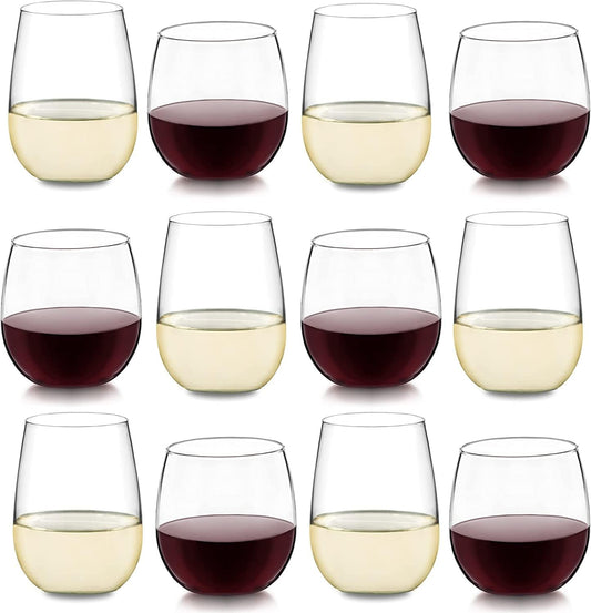 Libbey Stemless Wine Glasses Set of 12, Dishwasher Safe Set Of Wine Glasses, Perfect for Cocktails, Water, and Outdoor Glassware
