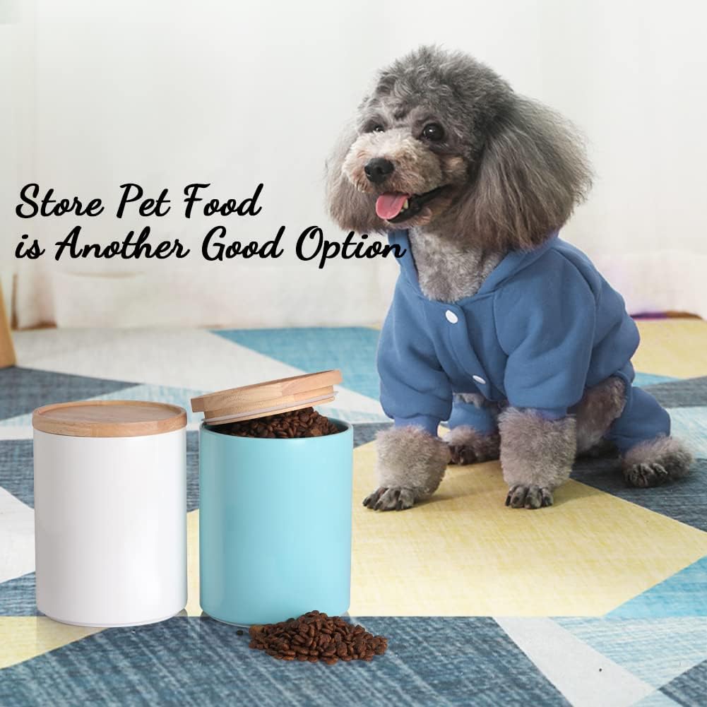 Sweejar Kitchen Canisters Ceramic Food Storage Jar, Stackable Containers with Airtight Seal Wooden Lid for Serving Coffee Bean, Flour, Tea, Cookies and More - 73 Fl Oz(White)