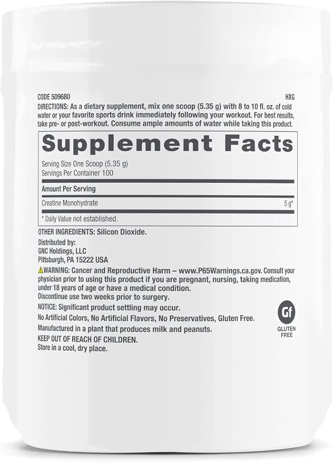 GNC Pro Performance Creatine Monohydrate Powder | Improves Athletic Performance and Fuels Muscles | Science-Backed | Banned Substance Free | 100 Servings