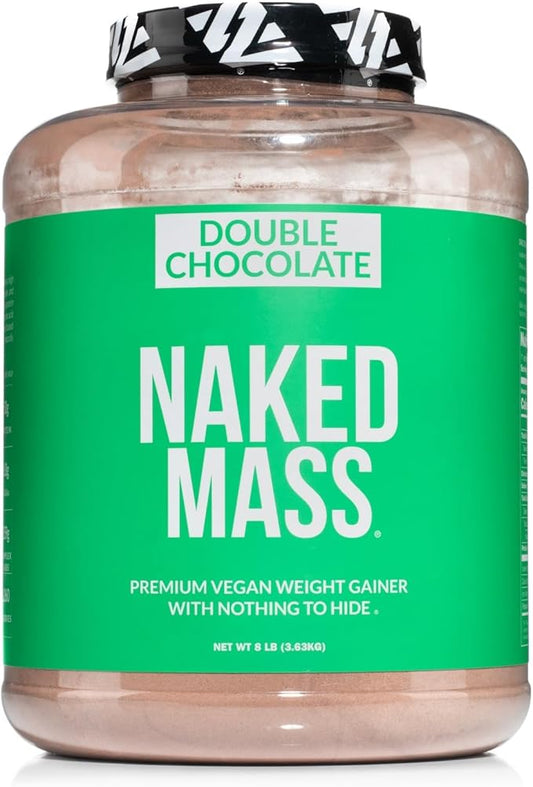 Double Chocolate Vegan Naked Mass - 1,260 Calories, 50G Protein, Nothing Artificial, All Natural Chocolate Weight Gainer Protein Powder - 8Lb Bulk, GMO Free, Gluten Free & Soy Free