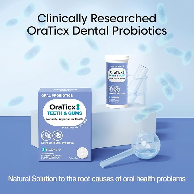 Teeth & Gums Dental Probiotic, Naturally Supports Oral Health and Immunity, Oral Probiotics Supplement 8 Billion CFU, Grape Flavor 30 Lozenges 1-PK