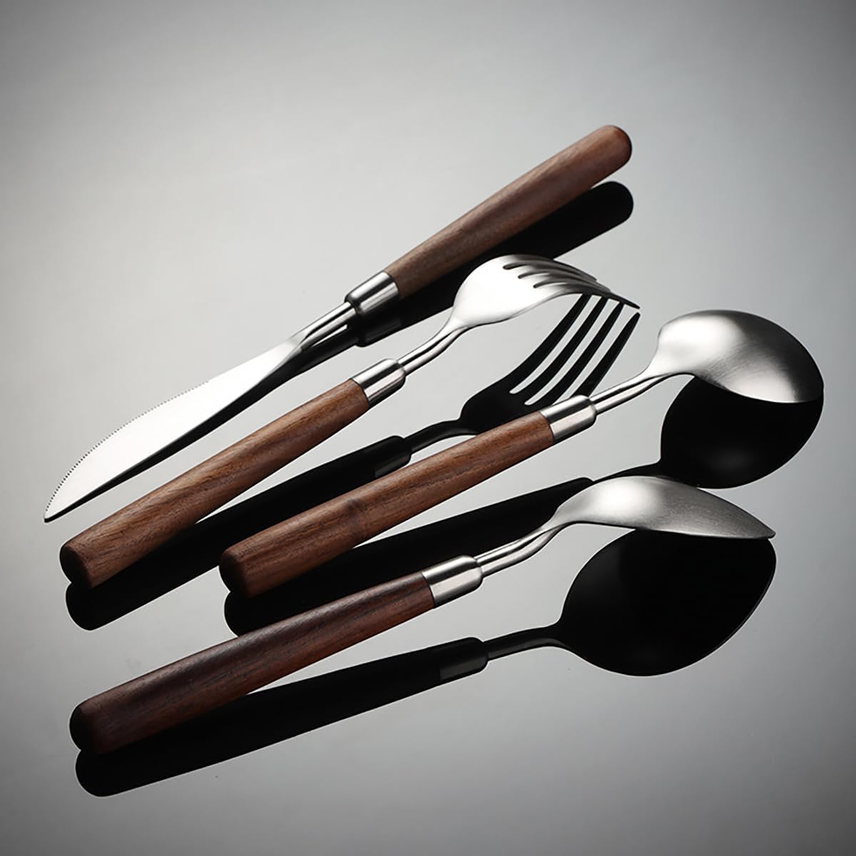 Flatware Set 56 Piece Wooden Handle Silverware Set for 14, 18/10 Stainless Steel Home Kitchen Cutlery Utensils Include Knifes Teaspoons Forks and Spoons Tableware Set Durable Dishwasher Safe
