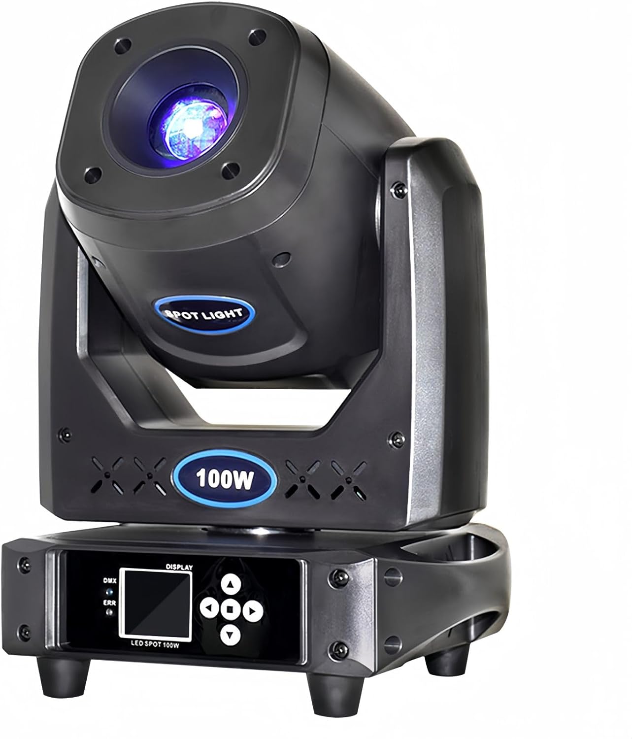 DJCLUB Moving Head Lights LED 100W Spot Effect with 6 Rotating & 7 Gobos 8 Colors Projector 5-Facet Prism by DMX512 Control Stage Lights for Disco Bar Wedding Party