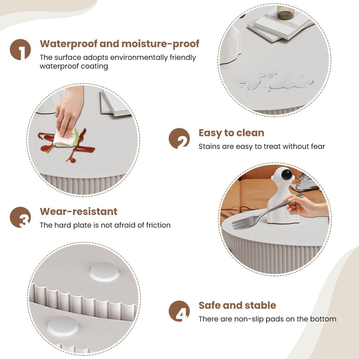 Round Nesting Coffee Table Wood Drum Nesting Tables Modern Stacking Coffee Table Set of 2 Fluted Center Table End Table for Living Room Home Office Small Spaces, No Assembling (White Large)